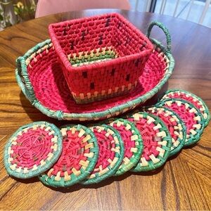 Seagrass Woven Vintage Watermelon Serving Set